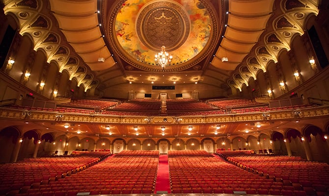 The Orpheum — gilded heritage theatre interior, chandelier